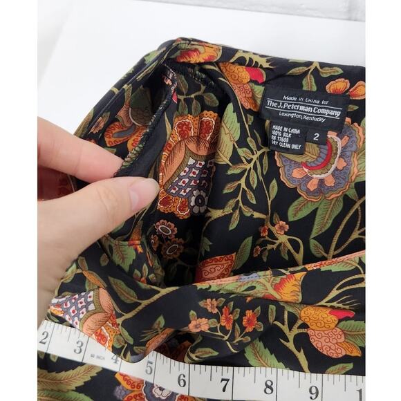 The J.Peterman Company Vintage 100% Silk Floral Long Sleeve Maxi Tunic, Size 2 - Picture 10 of 11